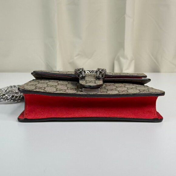 Gucci GG Logo Supreme Small Dionysus Shoulder Bag Crossbody with Red Interior - Picture 5 of 8